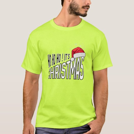 T-shirt : Yay! Het is Kerstmis (limoen) (Voorkant)
