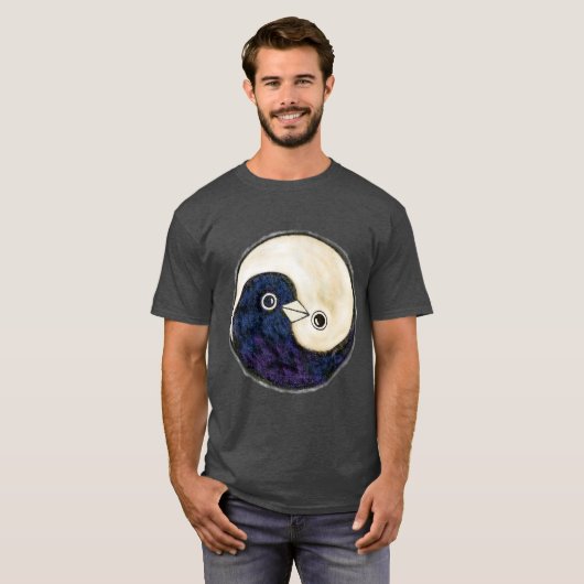T shirt Yin Yang ontwerp vredesduiven (Voorkant volledig)