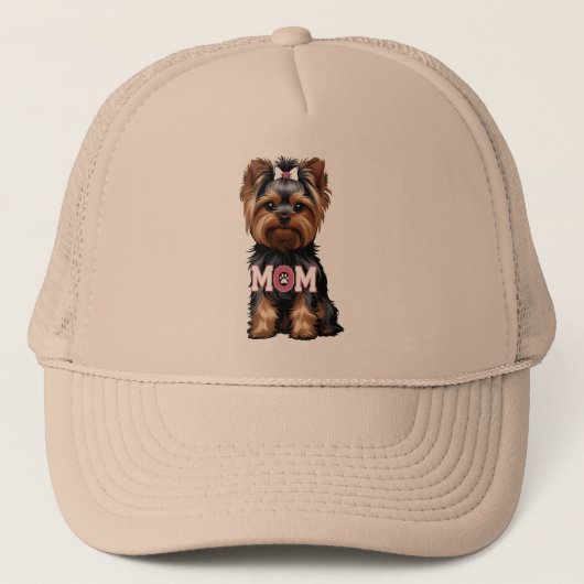 T-Shirt Yorkie Moeder Trucker Pet (Voorkant)