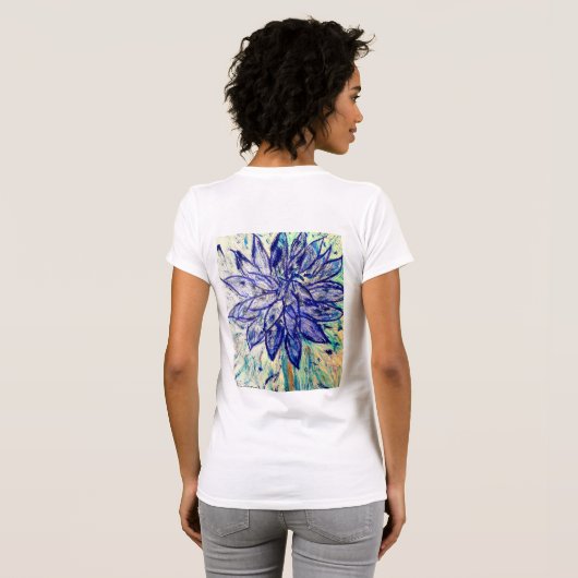 T-shirt zeldzame blauwe dalhia (Achterkant volledig)