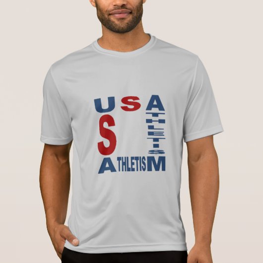 T-shirt zilver man USA ATHLETISM (Voorkant)