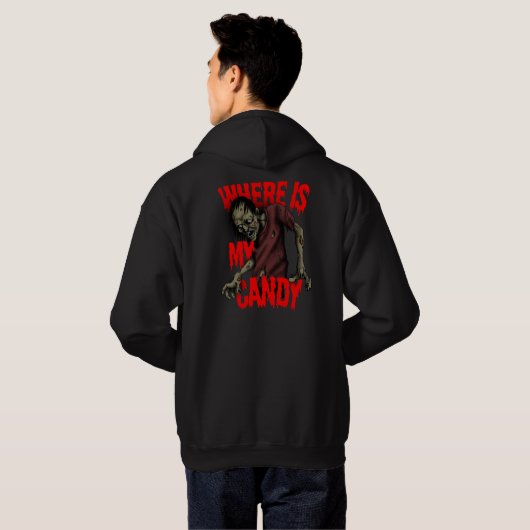 T-shirt Zombie Snoep Hoodie - Waar is mijn Snoep (Achterkant volledig)