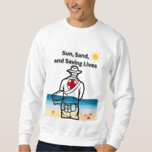 T-shirt zon, zand, het redden van levens.