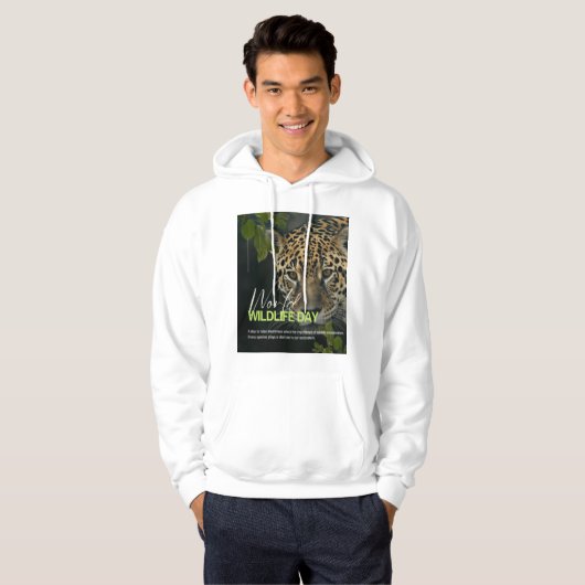 T-shirt, zwart en wit wereld wild leven hoodie (Voorkant volledig)