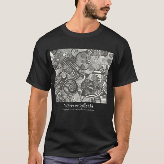 T-Shirt (zwart) - Golven van gemorste inkt (Voorkant)