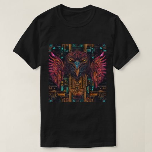 T-shirt, zwart, Hawk gezicht T-shirt (Design voorkant)