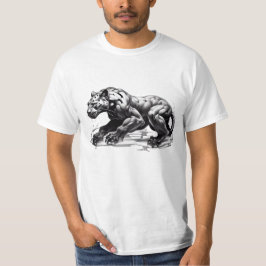 T-shirt zwart luipaard ontwerp boos stalken