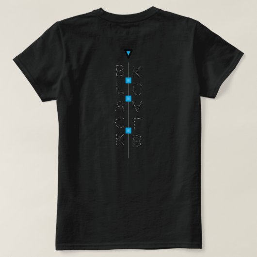 T-shirt zwart punt blauw (Design achterkant)