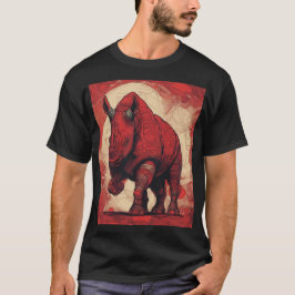 T-shirt zwart, rode neushoorn