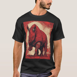 T-shirt, zwart, rode neushoorn t-shirt