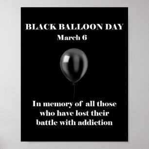 T-shirt Zwarte Ballon Dag Overdosis Bewustzijn Poster