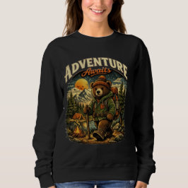 T-ShirtAdventure Awaits Vintage Bear Hiking Hoodie Trui