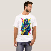 T-ShirtCyberpunk Robot Guitarist Synthwave Art Tee T-shirt (Voorkant volledig)