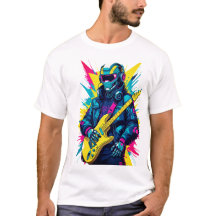 T-ShirtCyberpunk Robotgitarist Synthwave Art T-shi