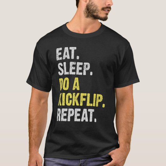 T-ShirtEat Sleep een Kickflip Herhaal Funny Skateb T-shirt (Voorkant)