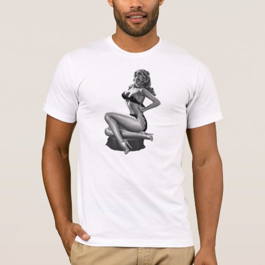 T_Shirten Zwart Wit Pin Up Meisjes (2) T-shirt (Voorkant)