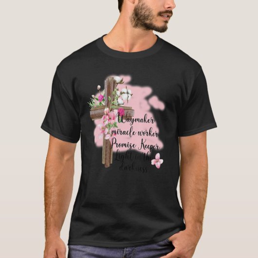 T-ShirtFloral Jesus Cross Waymaker Mirakelwerker T-shirt (Voorkant)
