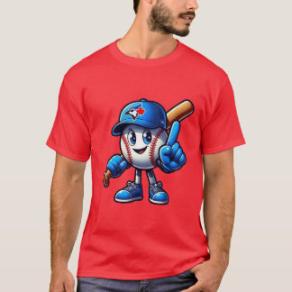 T-shirtontwerp met cartoonpersonage van baseballma t-shirt