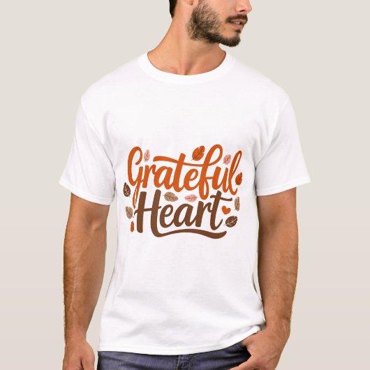 T-shirtontwerp met dankbaar hart t-shirt (Voorkant)