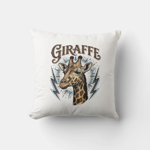 T-shirtontwerp met gegraveerde giraffe en bliksem kussen