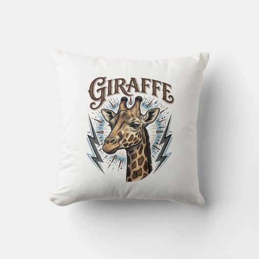 T-shirtontwerp met gegraveerde giraffe en bliksem kussen (Voorkant)