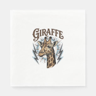 T-shirtontwerp met gegraveerde giraffe en bliksem servet