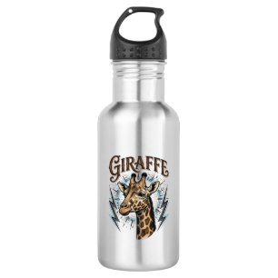 T-shirtontwerp met gegraveerde giraffe en bliksem waterfles