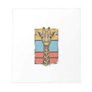 T-shirtontwerp met gegraveerde giraffe en retro st notitieblok