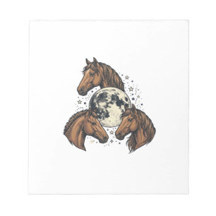 T-shirtontwerp met gegraveerde paard en maan vecto notitieblok