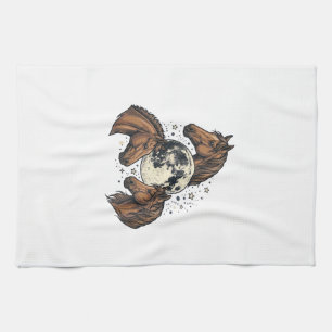 T-shirtontwerp met gegraveerde paard en maan vecto theedoek