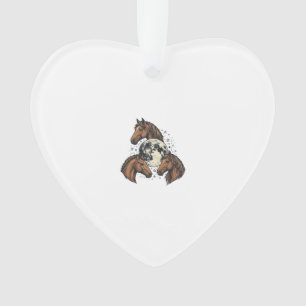T-shirtontwerp met gegraveerde paard maan vector V Ornament