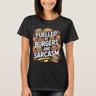 T-shirtontwerp met grap over burgers en sarcasme t-shirt