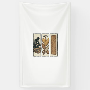 T-shirtontwerp met graveerwerk van vintage houtbew spandoek