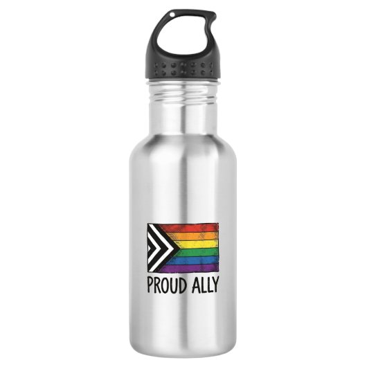 T-shirtontwerp met trots ally pride-vlagvector_1 waterfles  (Voorkant)