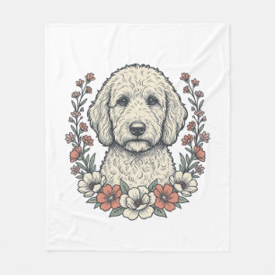 T-shirtontwerp met vintage bloemmotief en portret fleece deken