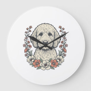 T-shirtontwerp met vintage bloemmotief en portret  grote klok