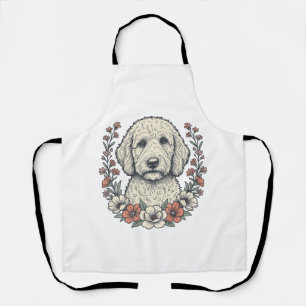 T-shirtontwerp met vintage bloemmotief en portret schort