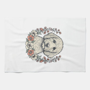 T-shirtontwerp met vintage bloemportret van krulho theedoek