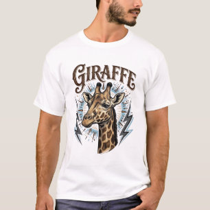 T-shirtontwerp met vintage gegraveerde giraffe en  t-shirt
