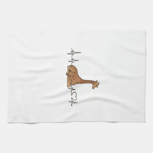T-shirtontwerp met vintage gravure van hartslag va theedoek