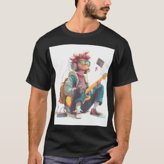 T-shirtontwerp voor gitaarspelende muziekliefhebbe t-shirt
