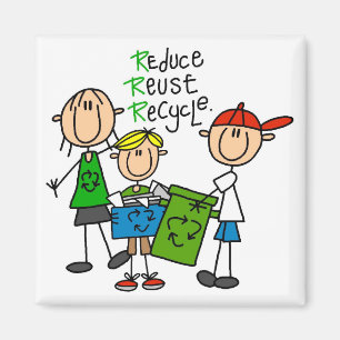 T-shirts en cadeaus met Reduce, Reuse, Recycle Magneet