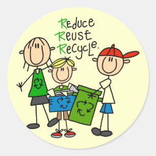 T-shirts en cadeaus met Reduce, Reuse, Recycle Ronde Sticker