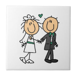 T-shirts en cadeaus met stickfigure bruid en bruid tegeltje