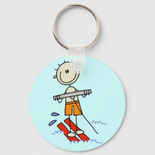 T-shirts en cadeaus met stickfiguren waterskiën sleutelhanger