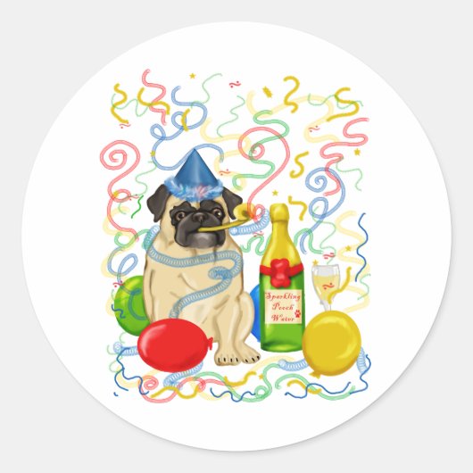 T - shirts en cadeaus voor  feestelijke pug ronde sticker (Voorkant)