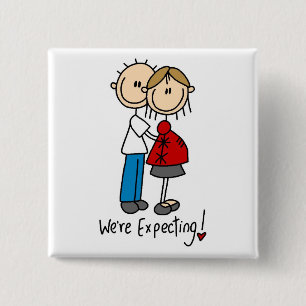 T-shirts en cadeaus voor het zwangere stel vierkante button 5,1 cm