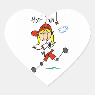 T-shirts en cadeaus voor Home Run Girls Softball Hart Sticker