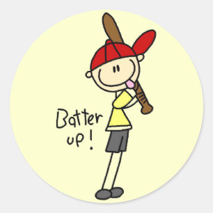 T-shirts en cadeaus voor jongens honkbal Batter Up Ronde Sticker