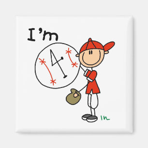 T-shirts en cadeaus voor jongens honkbal I'm 4 Magneet